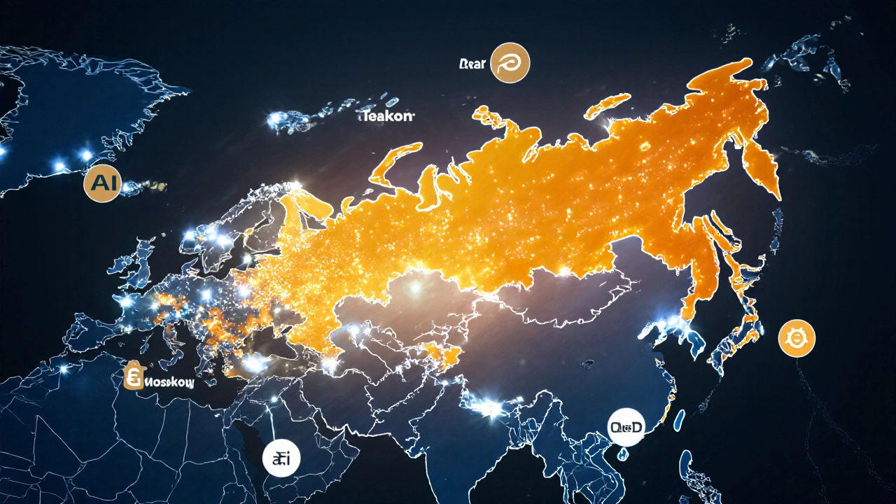 Карта России с разными уровнями зарплат, выделенными цветами по регионам и специализациям.