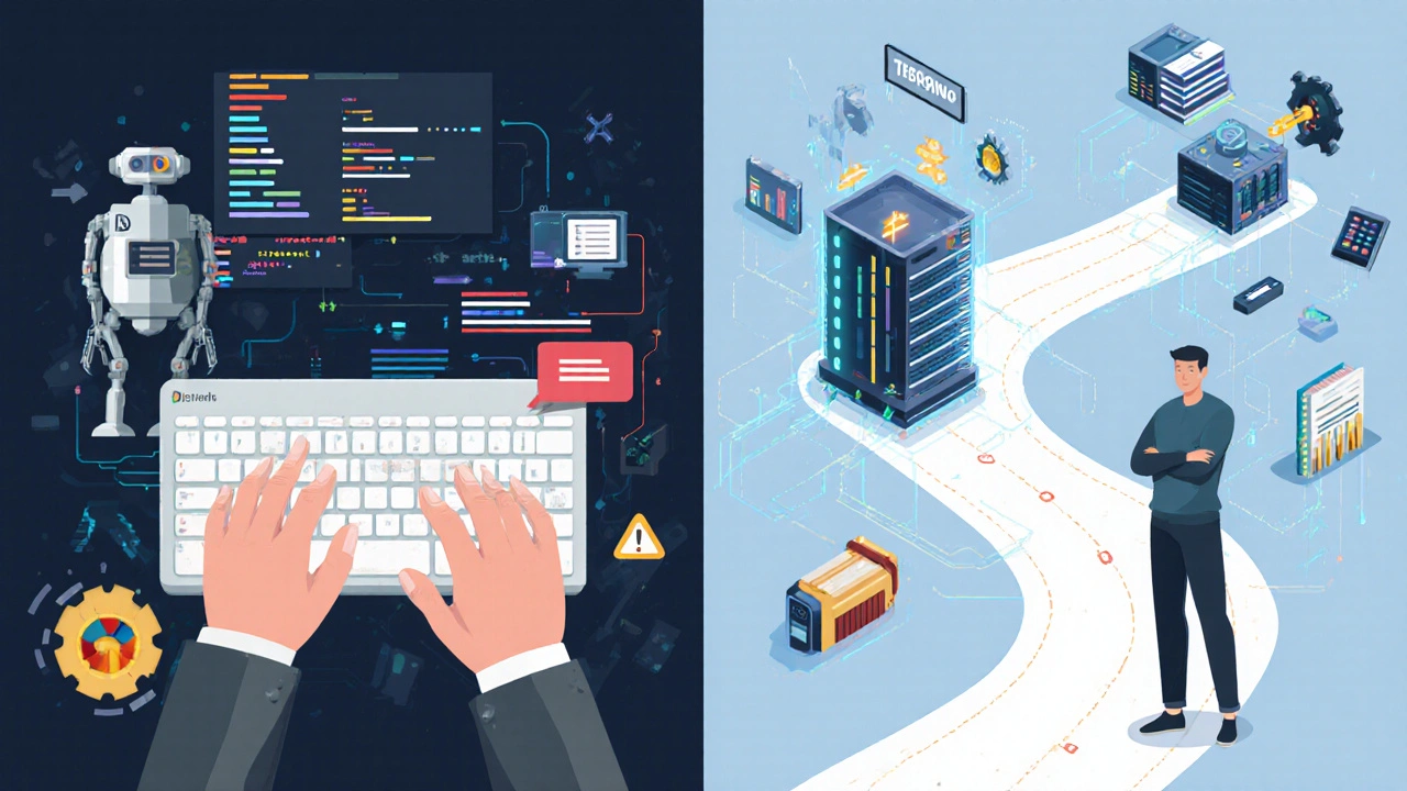 Сравнение: механический набор кода слева и создание сложной системы справа