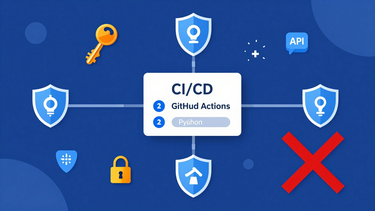 Цепочка CI/CD, отправляющая пакет в защищенный приватный репозиторий, с символами API-токенов и запрещенным доступом к публичному PyPI.