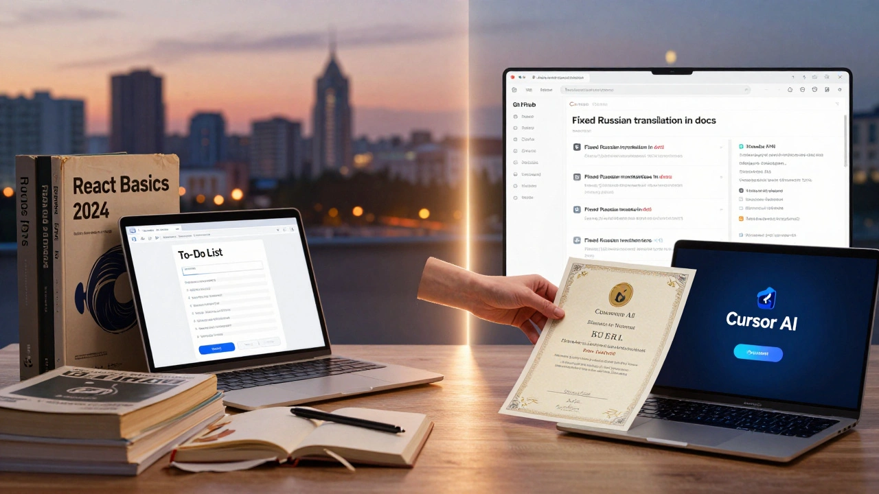 Контраст между устаревшим обучением и современным подходом к разработке с ИИ.