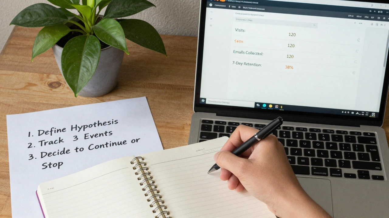 Рукописные заметки и аналитический дашборд на фоне простого рабочего места разработчика.