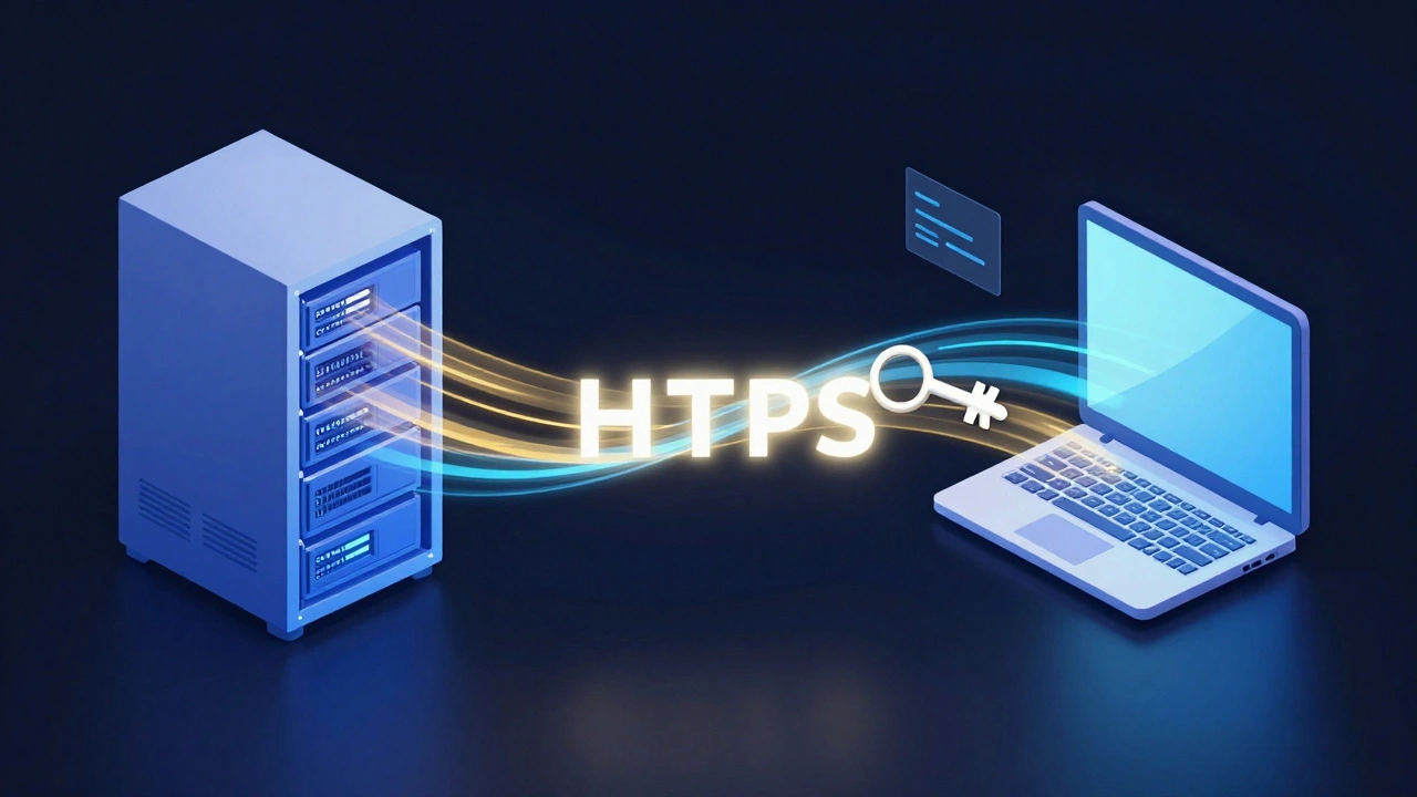 Схема процесса шифрования между клиентом и сервером в стиле хай-тек