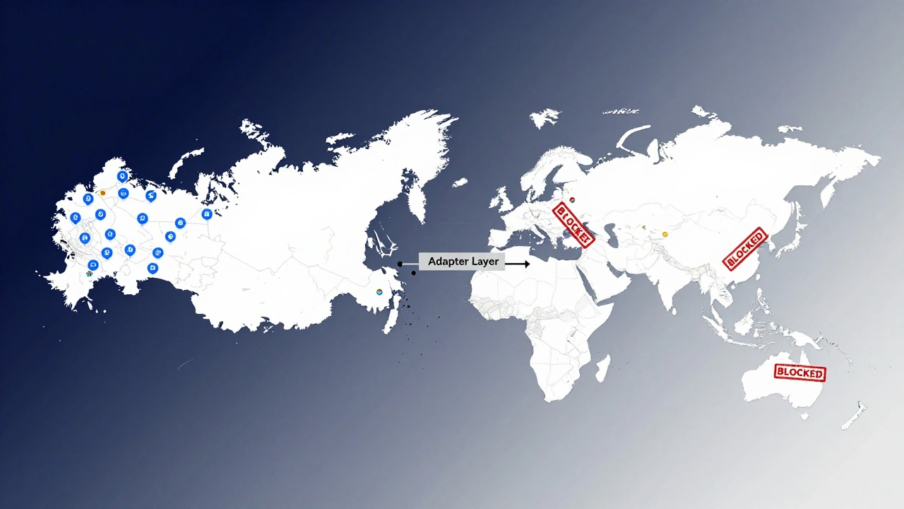 Сравнение Яндекс API в России и Google API по миру: стабильный vs заблокированный, соединены адаптером.