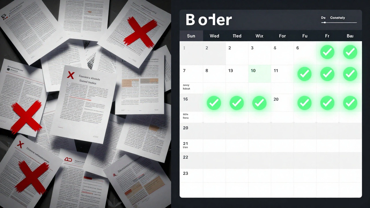 Сравнение хаоса и порядка: рассеянные посты против структурированного контент-календаря.