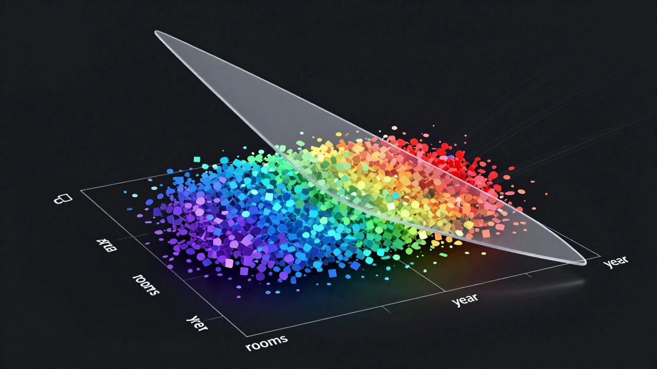 Трёхмерная визуализация множественной линейной регрессии с данными о ценах домов
