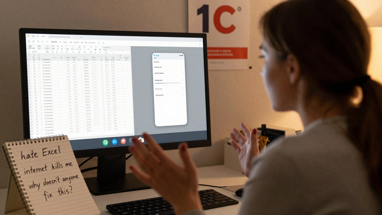 Женщина на Zoom рассказывает о ежемесячной рутине сверки данных и ненависти к Excel.