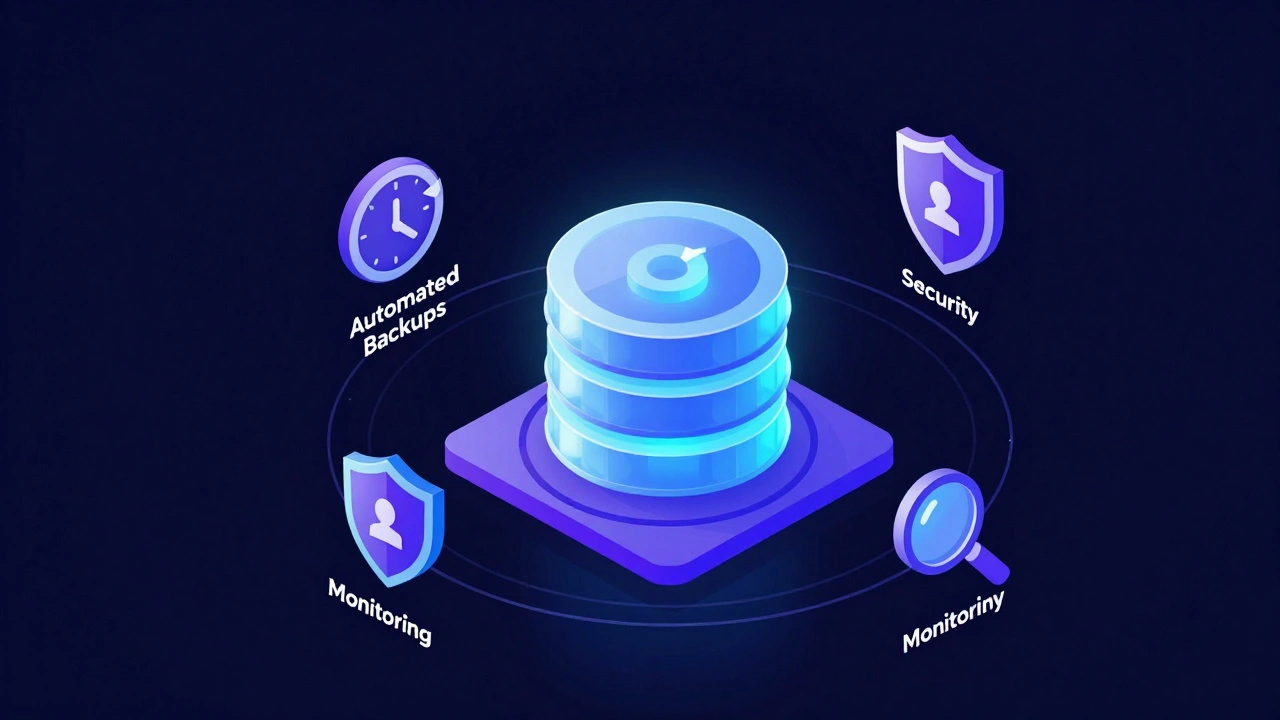 Изометрическая иллюстрация облачной базы данных с функциями бэкапа и защиты