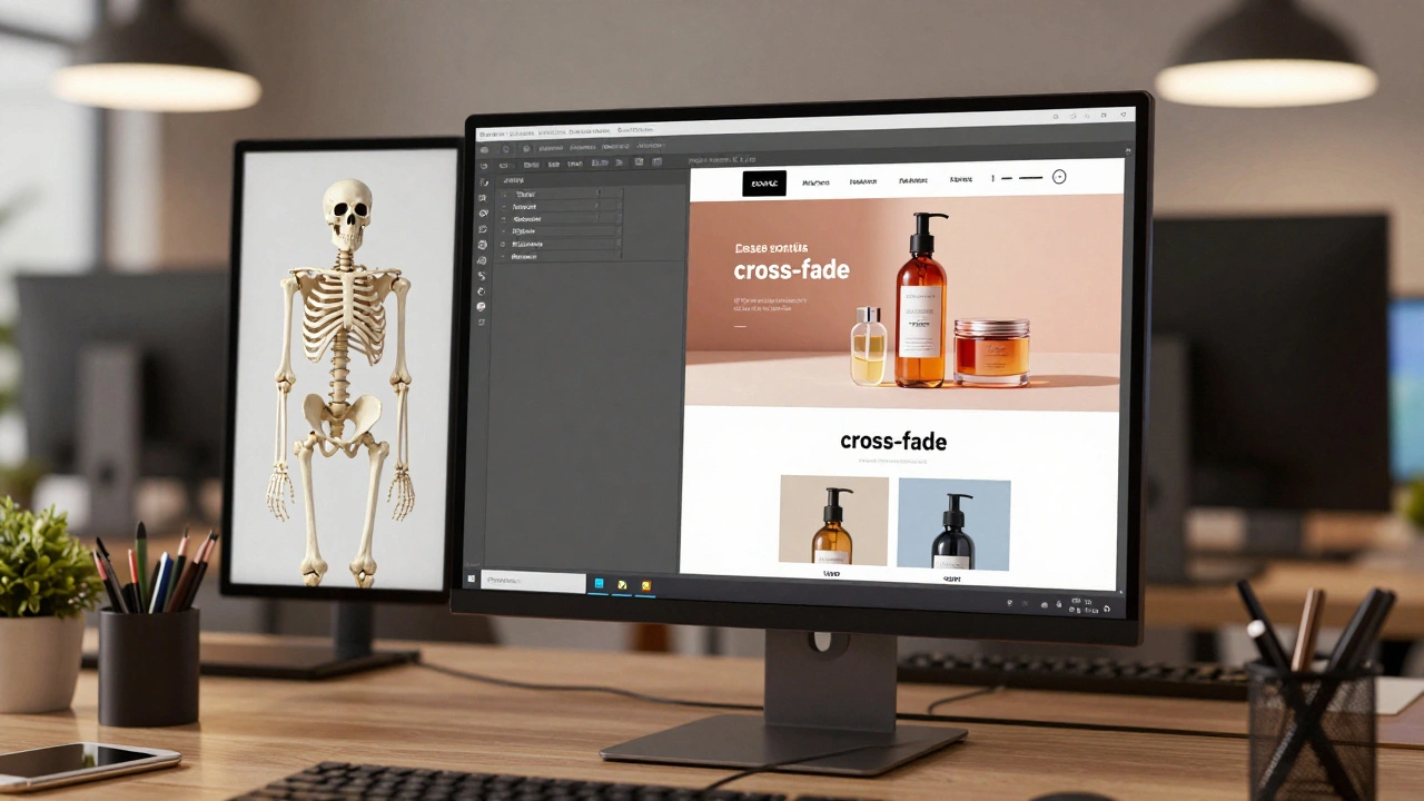 Процесс плавного перехода от серого скелетона к реальному контенту на экране монитора