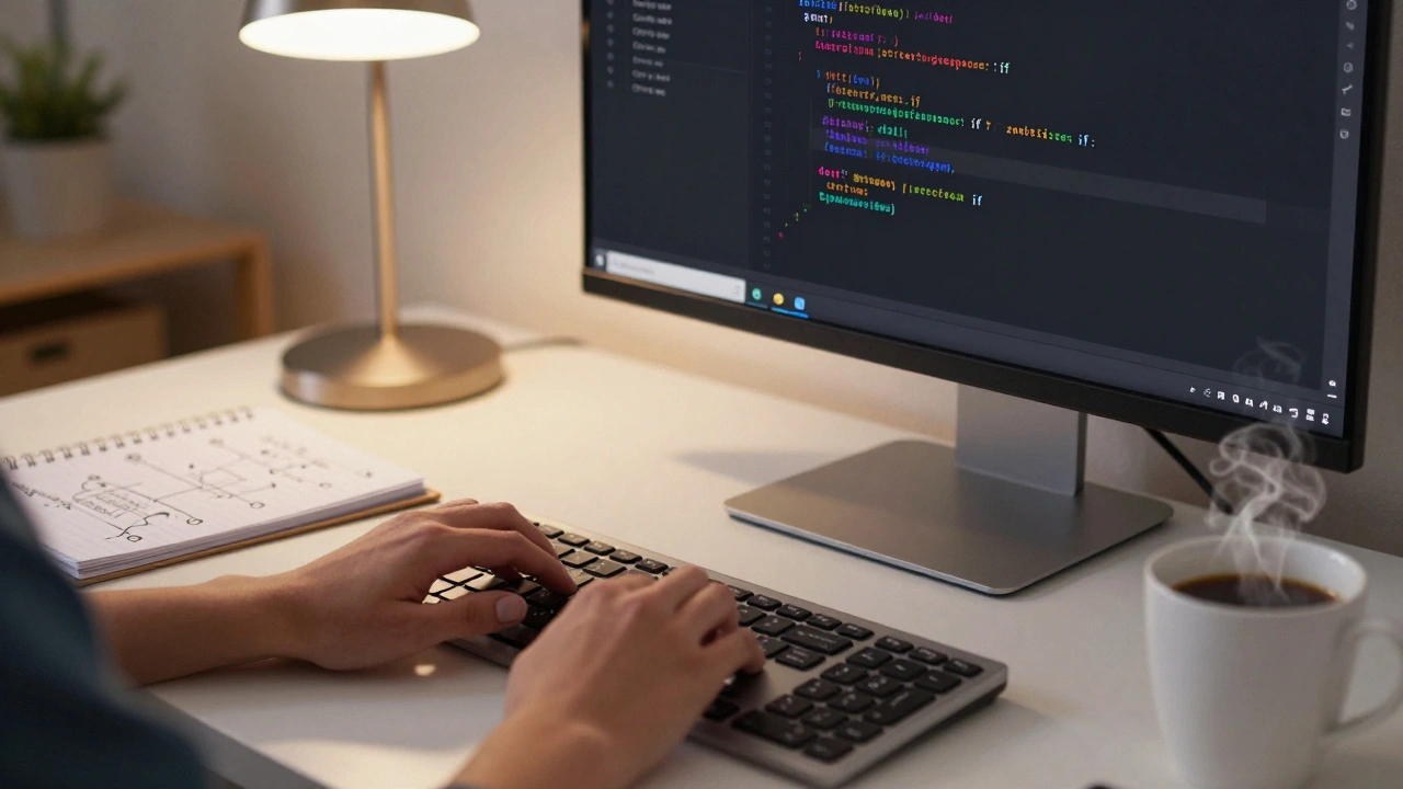 Рабочее место программиста с открытым кодом Python на мониторе