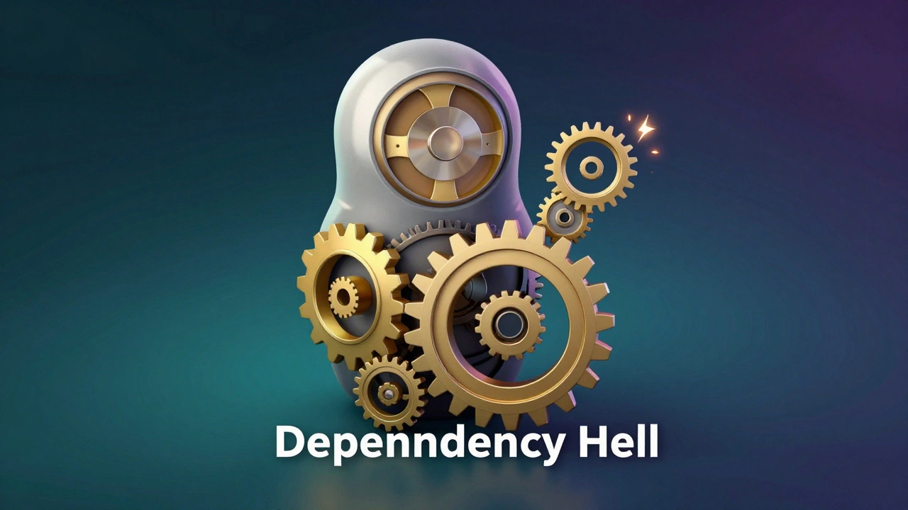 Схематичное изображение шестеренок, символизирующих сложные зависимости библиотек Python
