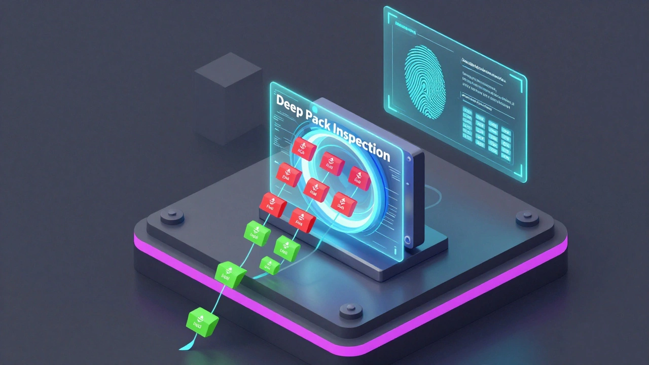 Схематичное изображение системы глубокого анализа пакетов DPI и цифровых отпечатков
