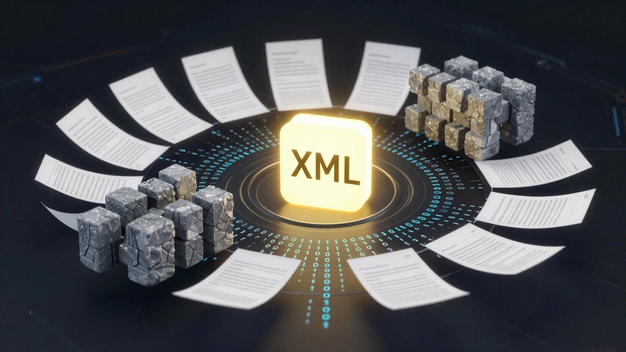 Сравнение форматов JSON, XML, YAML и Protobuf в виде 3D объектов