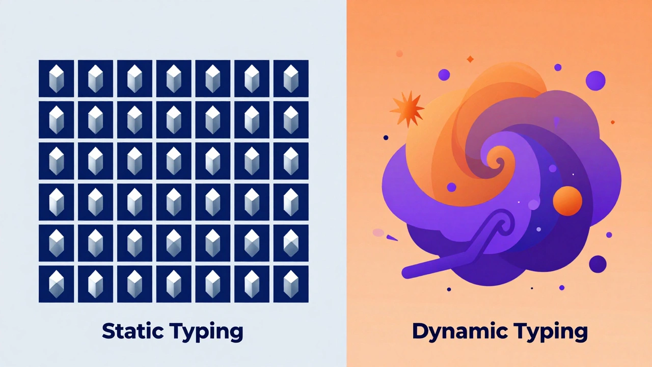 Сравнение статической типизации в виде кристаллической решетки и динамической в виде потока