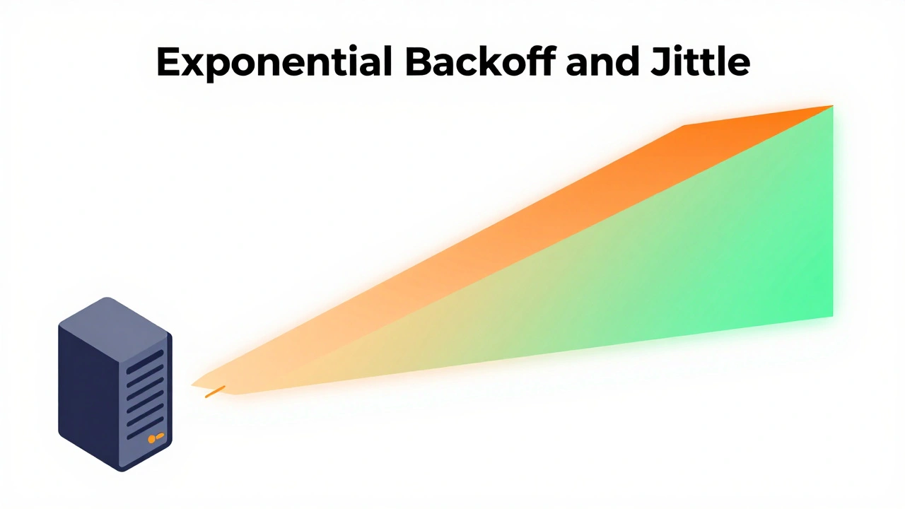 Визуализация алгоритма экспоненциальной задержки и джиттера для сетевых запросов