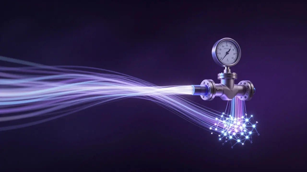 Abstract visualization of reactive backpressure controlling data flow
