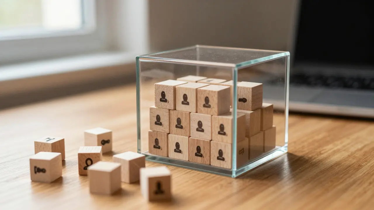 Glass box with uniform blocks illustrating stable dependency management
