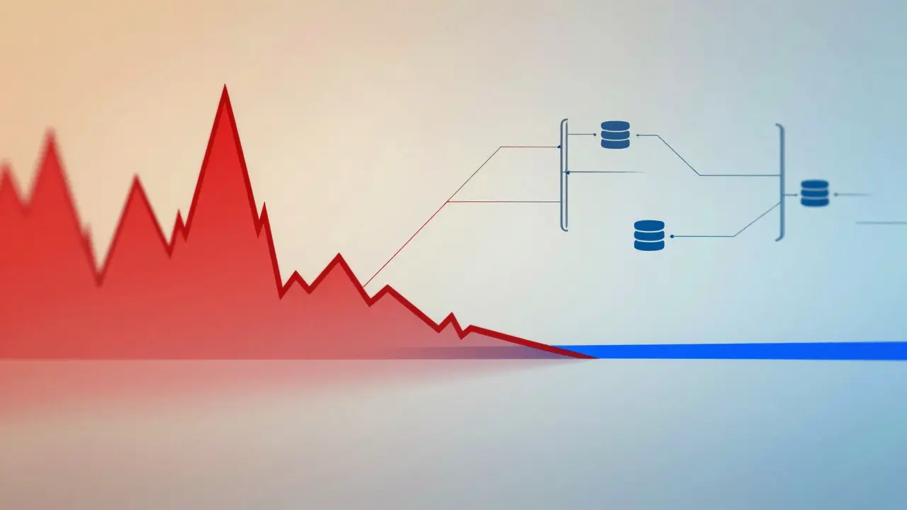 Graph showing transition from unstable memory spike to stable flat line