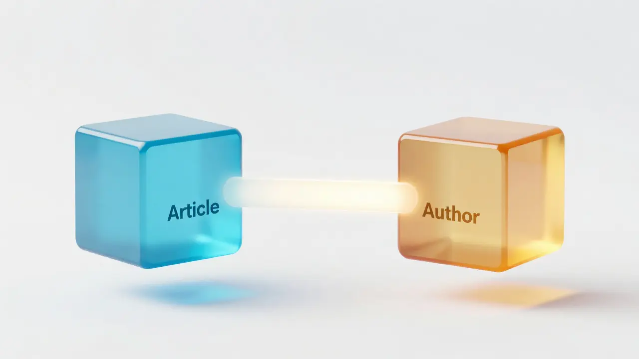 Minimalist 3D cubes connected by a light bridge representing an efficient SQL JOIN