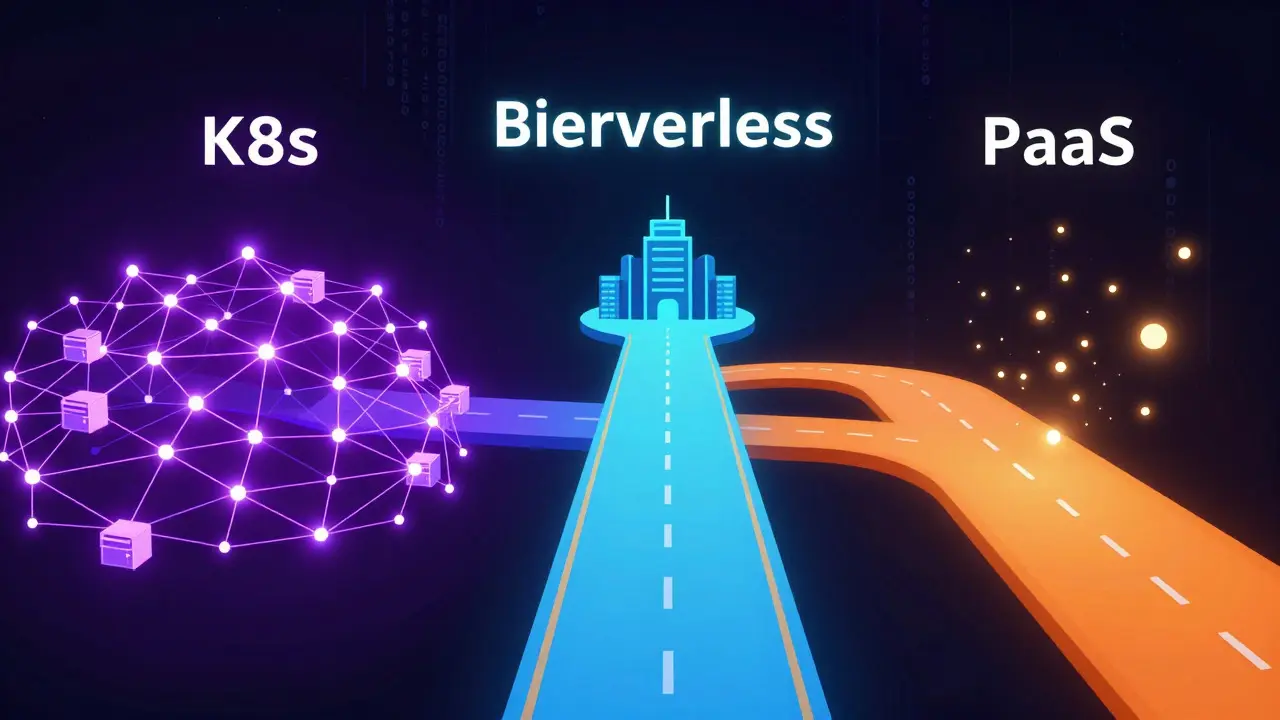 Схема выбора между Kubernetes, Serverless и PaaS