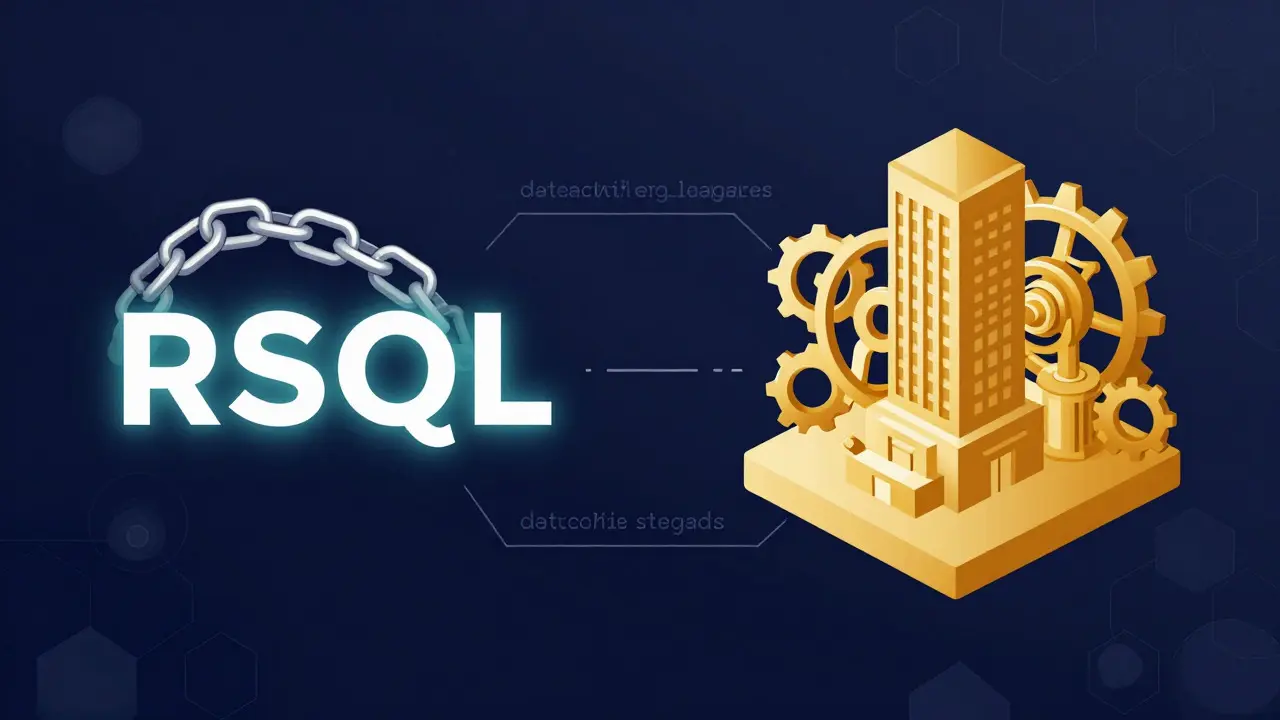 Стилизованная иллюстрация сравнивающая компактный синтаксис RSQL и сложную структуру OData